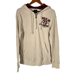 Timberland Hoodie Men’s Small 1/4 Zip Cream New Hampshire Pullover w/ Drawstring